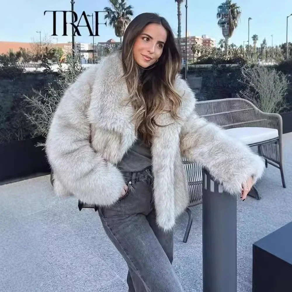 2025 New Faux Fur Jacket For Women's Autumn And Winter Loose Collar Jacket Women's Autumn And Winter Fur Top Thickened And War