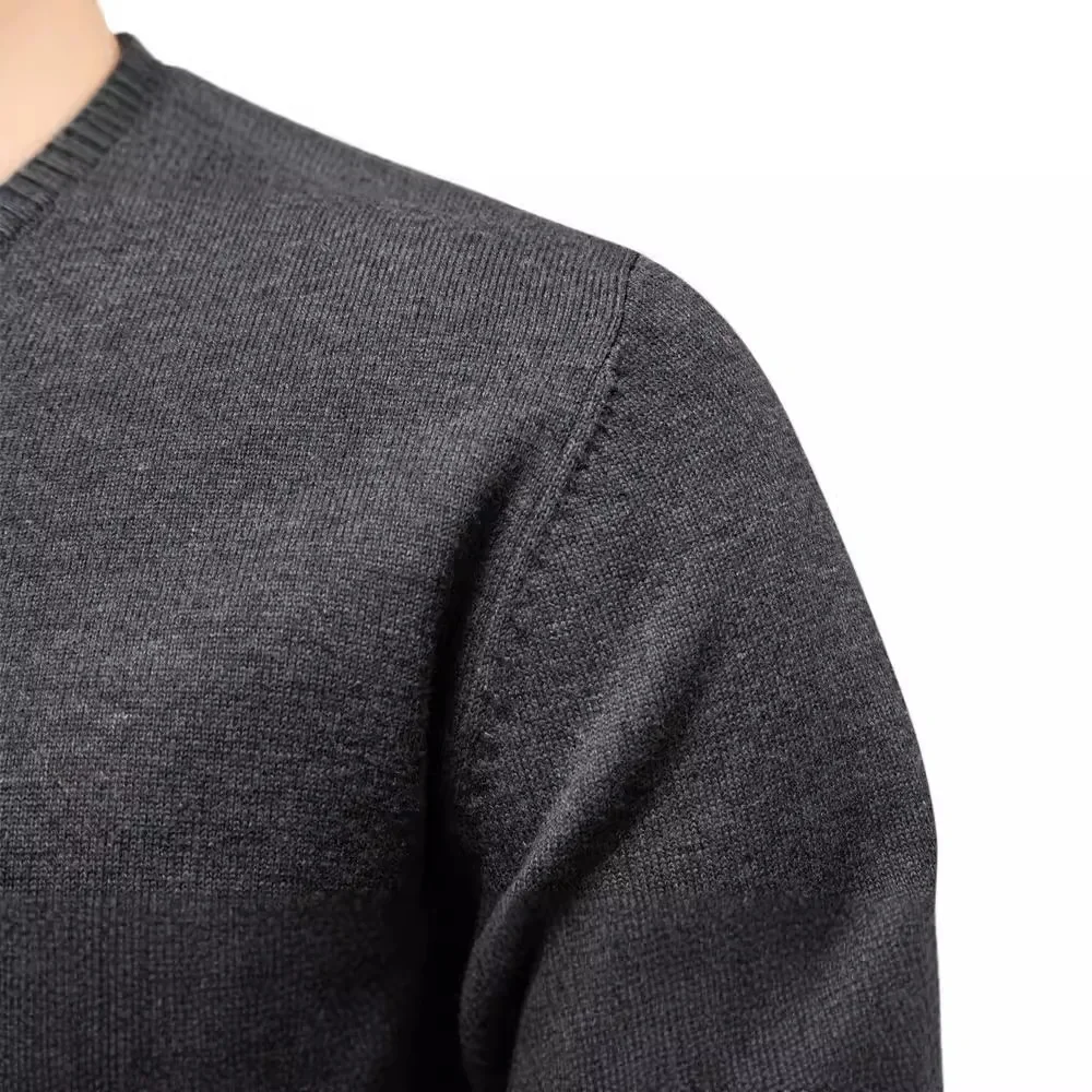 New Mens Sweater High-quality Cotton Solid Round Neck High Elasticity Warm Knit Pullover Street Fashion Casual Men Sweatshirt