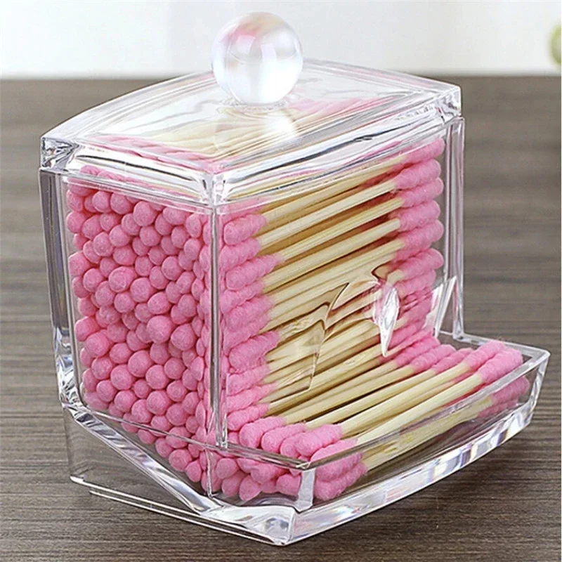 

Cosmetic Cotton Storage Box, Transparent Acrylic Crystal Cotton Swabs Box, Home Swabs Box, Plastic Organizer Case