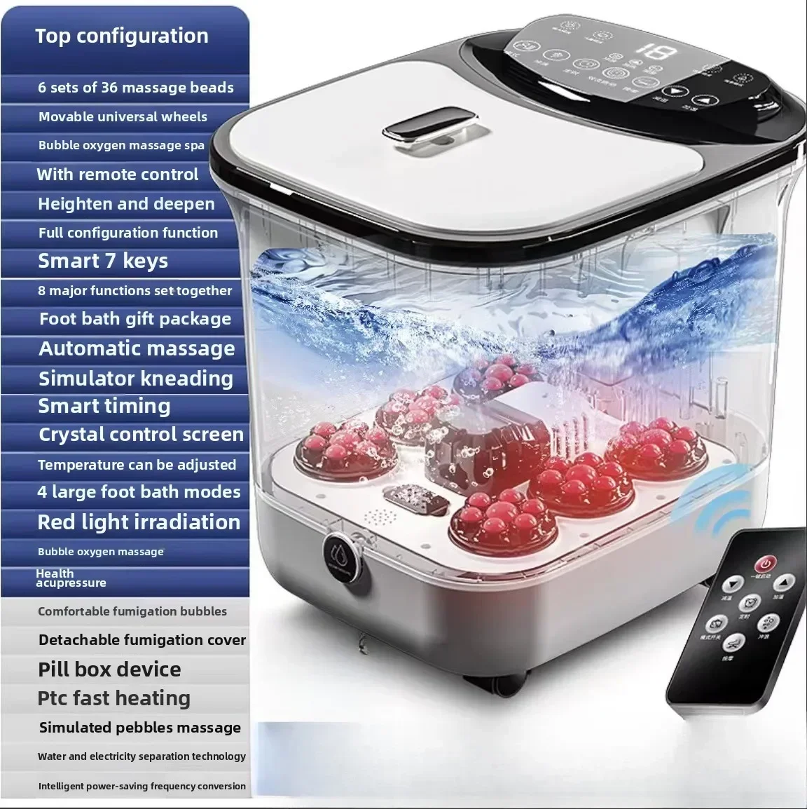 Voetenbad Elektrische verwarming Huishoudelijk voetenbad Waterdicht touchscreen Bekleding Multi-acupunt voetenbad