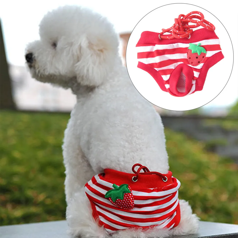 1 unidad de pañales lavables para cachorros, ropa interior para perros para protección contra la incontinencia durante la temporada de apareamiento, talla M, rojo y blanco