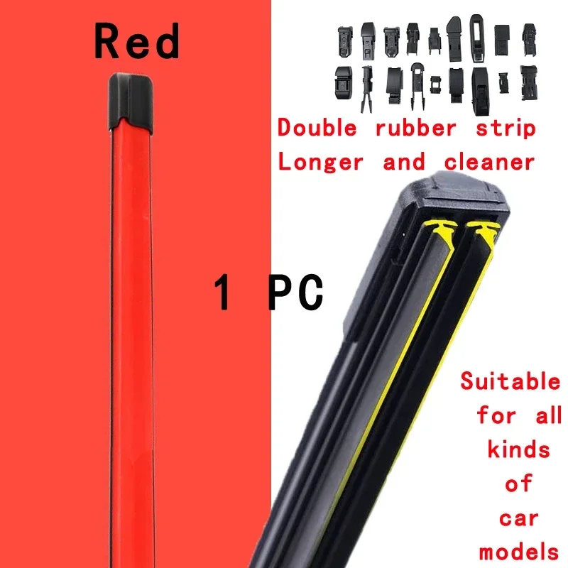 

Red Car Windshield Wiper blades Universal Soft Double layer Rubber Frameless Bracketless wipers 14" 16" 19" 20" 21" 22" 24"26"