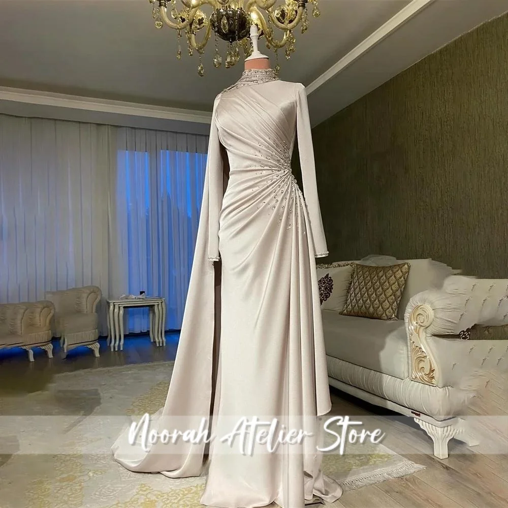 Элегантное платье для выпускного вечера с высоким воротом и длинными рукавами, шаль для выпускного вечера, блестящее вечернее платье со стразами для женщин, robe de bal, по индивидуальному заказу