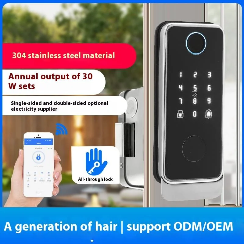 TTlock Double Sides Fingerprint Smart Rim Lock Outdoor waterproof Stainless Steel 304 TTlock IC Card Password digital Rim Lock
