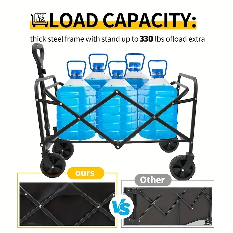 1pc220 Lb/330 Lb/450 Lb Foldable Trolley For Christmas, Foldable Outdoor Beach Garden Trolley With 360° All-terrain Wheels