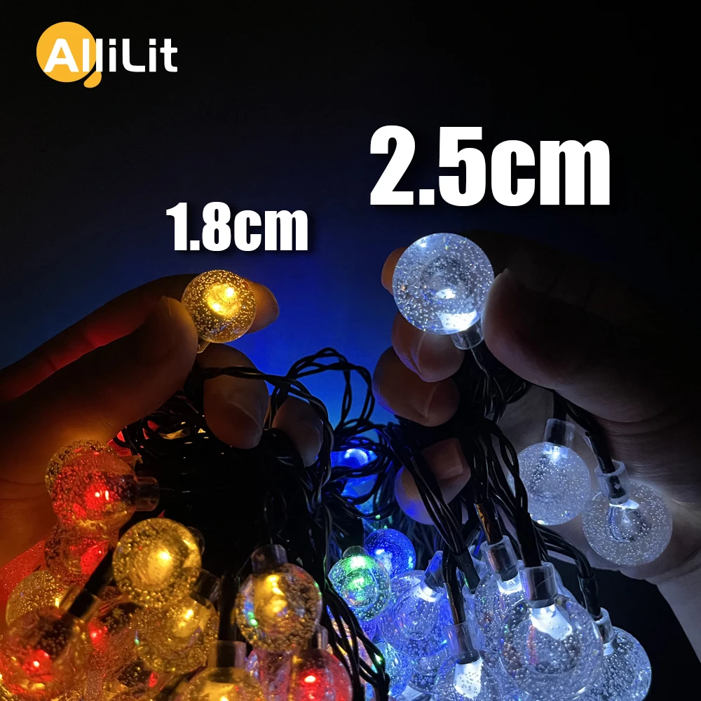 Boule solaire LED en cristal de 2.5cm de plus, guirlande étanche IP65, lampes féeriques, jardin solaire, guirlandes de noël, décoration