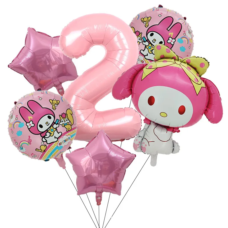 Cartoon Sanrio Cute Kuromi My Melody Cinnamoroll Foil Balloon 32 Inch Number Set Children's Birthday Party Decorative Toys