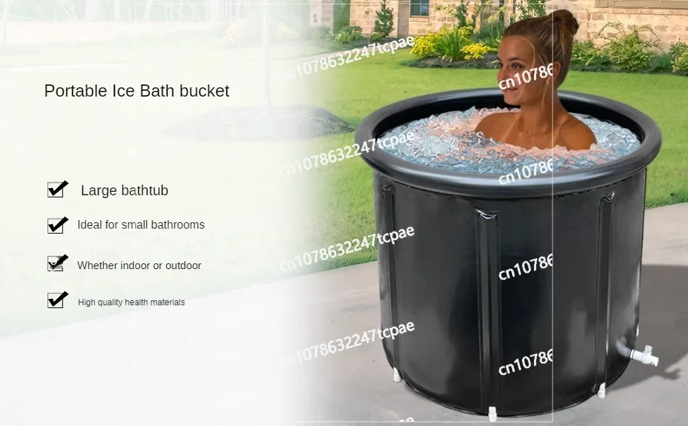 75 * 75  without lid Shower Bucket Ice Bath Bucket Thickened Adult Foldable Bathtub with Lid Optional Bathtub for Adults