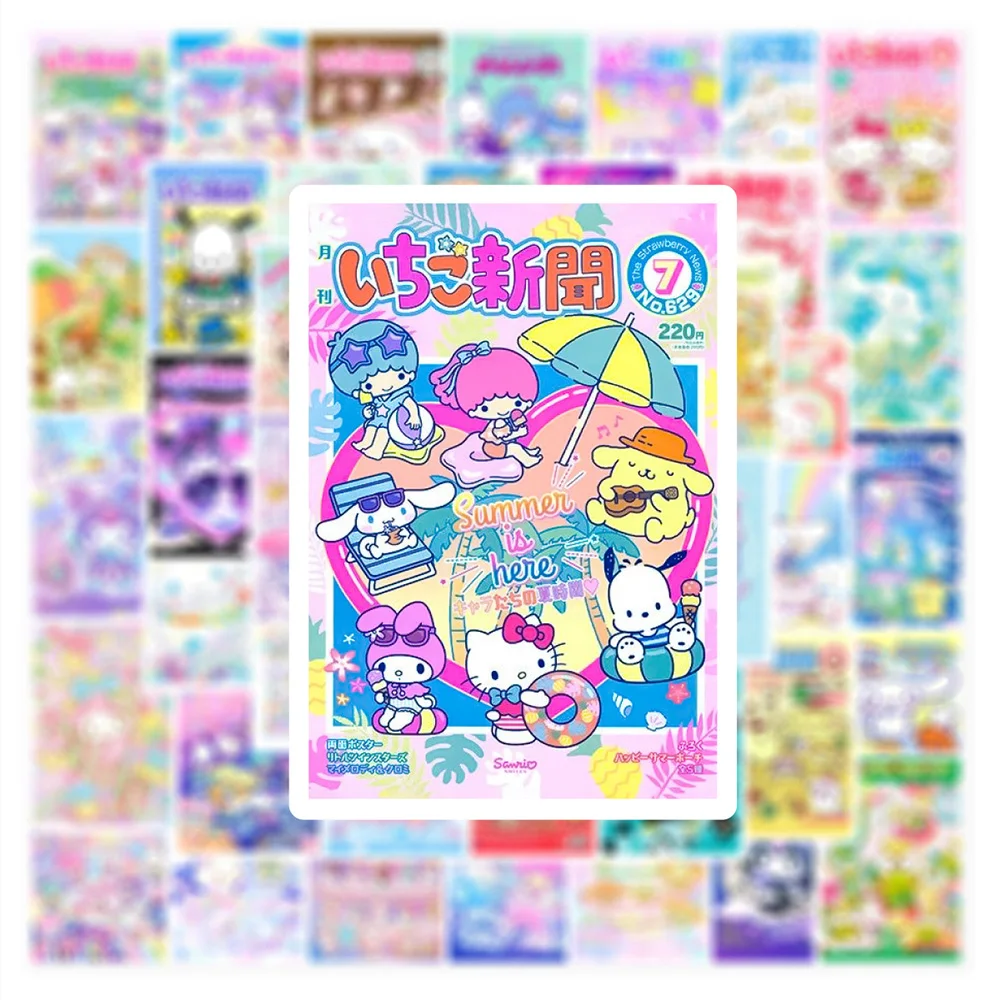 Stiker Poster Anime Sanrio 10/30/50 buah stiker kartun Kuromi Pochacco stiker ponsel botol air gitar stiker grafiti mainan anak-anak