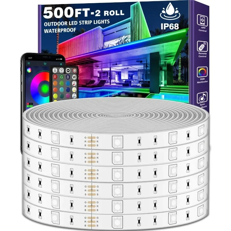 

Outdoor LED Strip Lights Waterproof,IP68 Outside Led Light Strips Waterproof, with Self Adhesive Back for Roof,Deck,Balcony