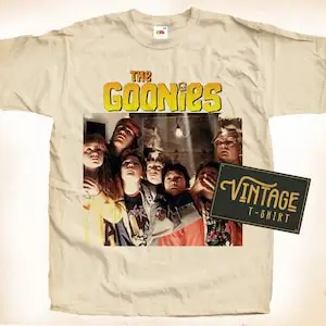 The Goonies V2 T shirt Tee Natural Vintage Cotton Movie Poster Beige All Sizes