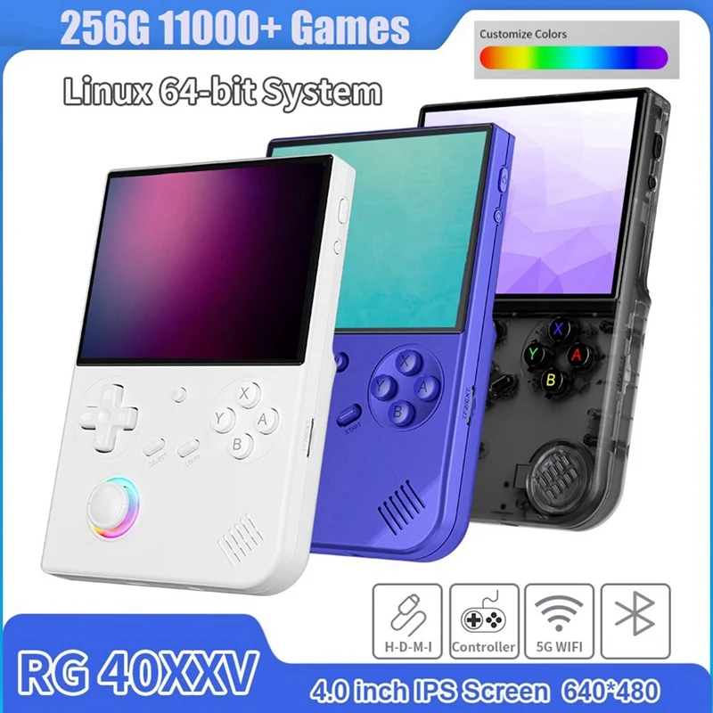 RG40XXV Retro Handheld Game Console 256G 11000+ Games 64 Bit Linux 4.0''IPS Screen WIFI RGB Joystick Video Game Player C