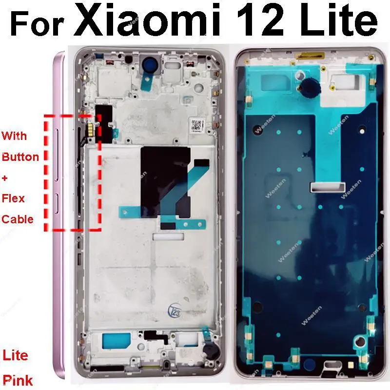 Alloggiamento centrale per Xiaomi 12 Lite 12lite Alloggiamento telaio centrale Cornice LCD anteriore Lunetta Supporto Copertura Parti di riparazione