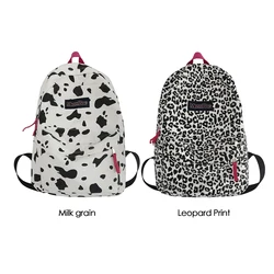 Preppy Style Canvas Zebra Cow Pattern Print Large Backpack Casual Women Handbags Students Korean Style Fashion Retro Bagpack