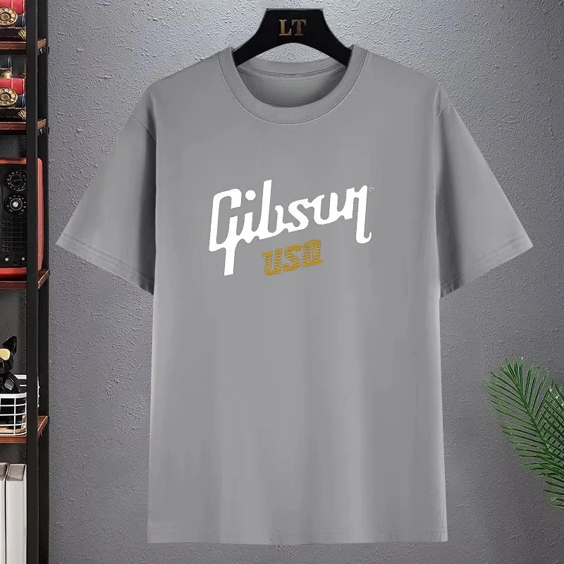 2025 nueva camiseta Gibson USA, camiseta de secado rápido, camisetas de talla grande, camiseta de secado rápido, ropa estética, camisetas lisas para hombres