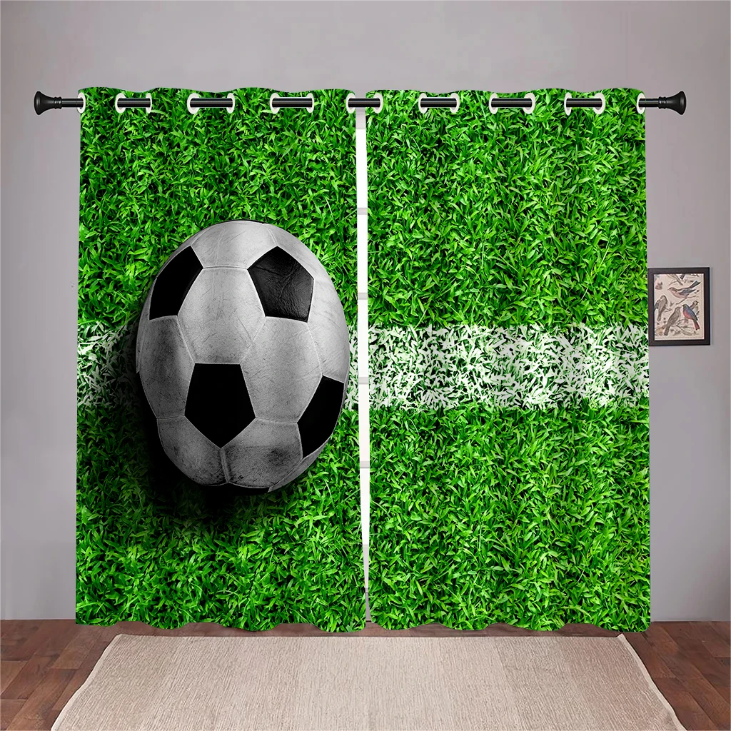 

Football Field Green Grass Curtain Football Rhine Field Curtain 2 Panel Football Lovers Living Room Bedroom Den Kids Room Decor