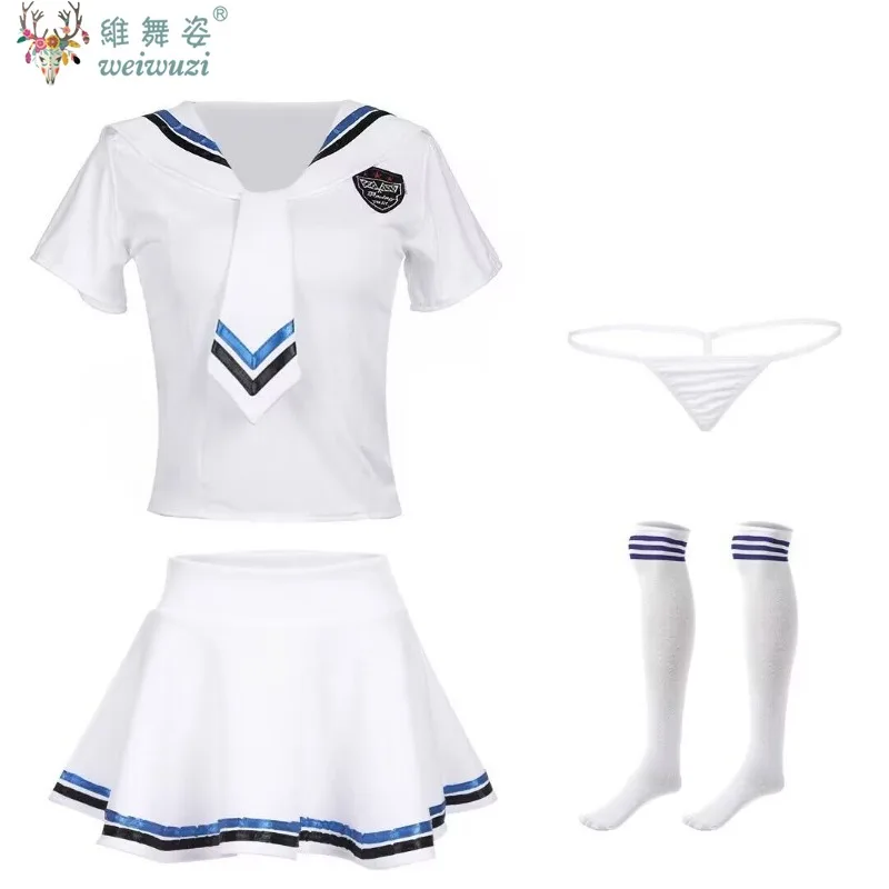 Anime Sexy Adult Women College Style Uniform Sweet Cute Spicy Role Playing Slim Outfit Exotic Lingerie Temptation Fancy Clothing