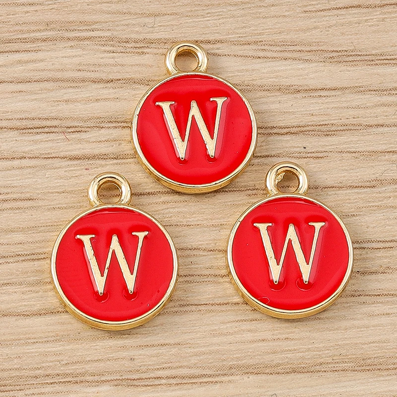 10 Stück 11x14mm Niedliche Emaille-Buchstabenanhänger A-Z für Schmuckherstellung, Ohrringe, Anhänger, Halsketten, DIY-Bastelbedarf – Detail 25