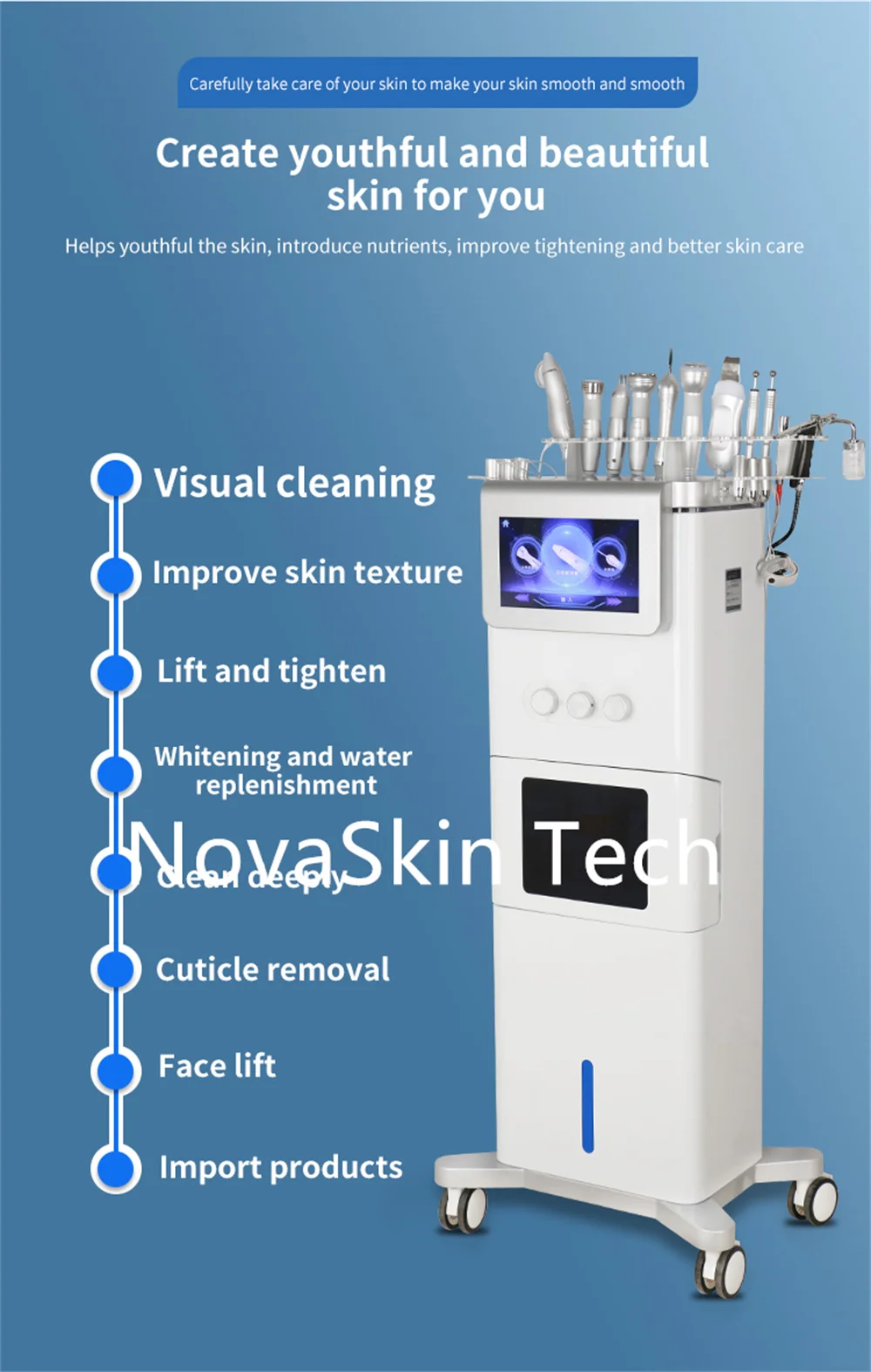 2025 10 in 1 water light facial care whitening blackhead removal multifunctional R water oxygen facial cleansing beauty machine