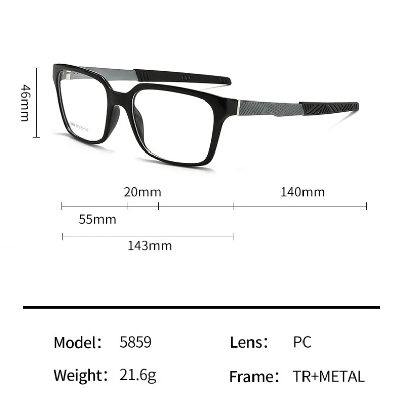 نظارات RX نظارات طبية مخصصة إطار مربع رياضي فوتوكروميك عدسات رمادية بنية لقصر النظر للرجال والنساء #3