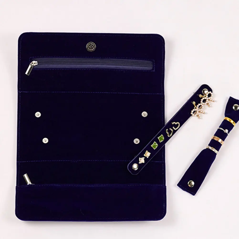 High Quality Suede Jewelry Storage Roll Soft Texture Fashionable Simple Design Jewelry Box for Travel Home Use Necklace Earring