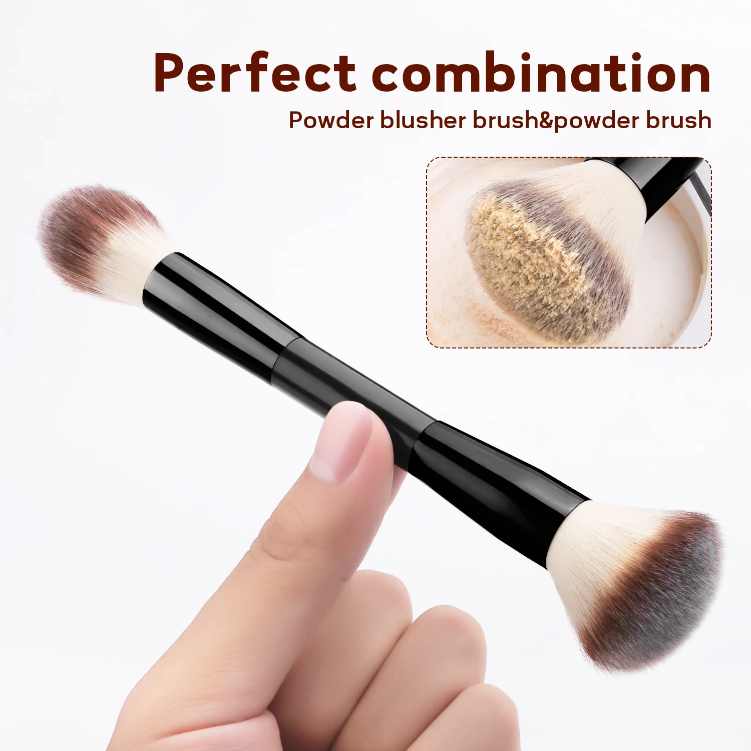 Doppelseitiger Multifunktions-Make-up-Pinsel, Puder- und Foundation-Pinsel mit weichen synthetischen Borsten