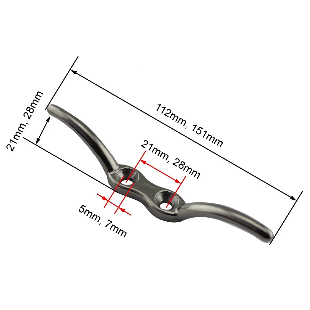 2PCS Marine Grade Stainless Steel 316 Tire Cable Cleats Mooring Rope Cleat 5inch 6inch For Boat Accessories Yacht Ship