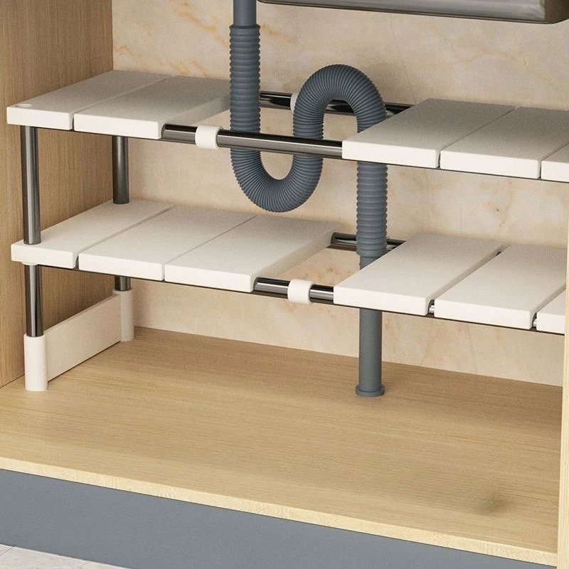 

Adjustable Kitchen Sink Organizer Under Cabinet Storage Shelf for Pots Pans Utensils Space Saving