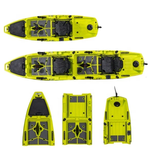 

3 или 2-х предметный модульный съемный рыболовный каяк с двойной педалью, пластиковая педаль для двух человек, лодка с электродвигателем