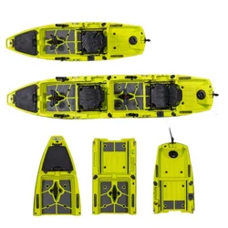 3 Or 2 Piece Modular Detachable Double Pedal Fishing Kayak Two Person Plastic Fin Pedal Boat With Electric Motor