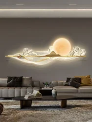 Light luxury high-end living room decorative painting sofa background wall three-dimensional luminous wall lamp led moon lamp pa