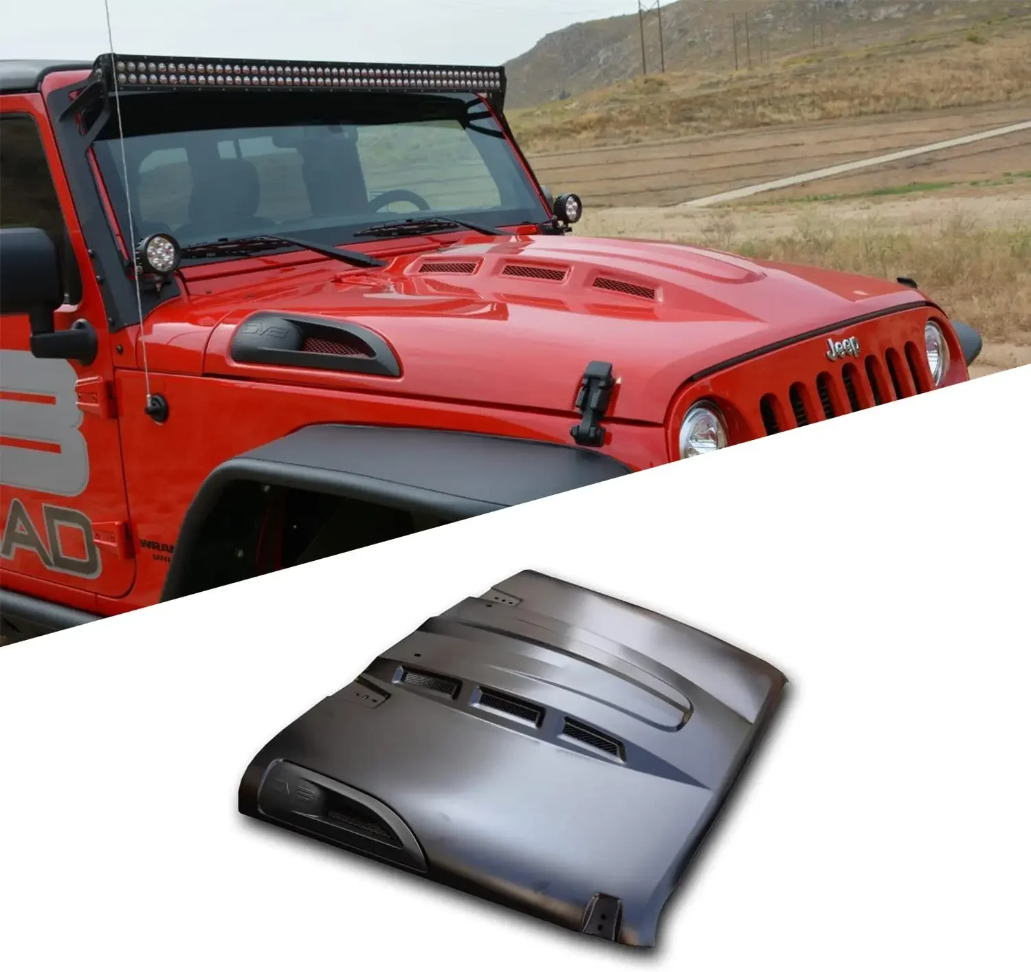 

Steel Engine Hood Cover Heat Dispersion Hood fits 2007-2017 Jeep Wrangler JK