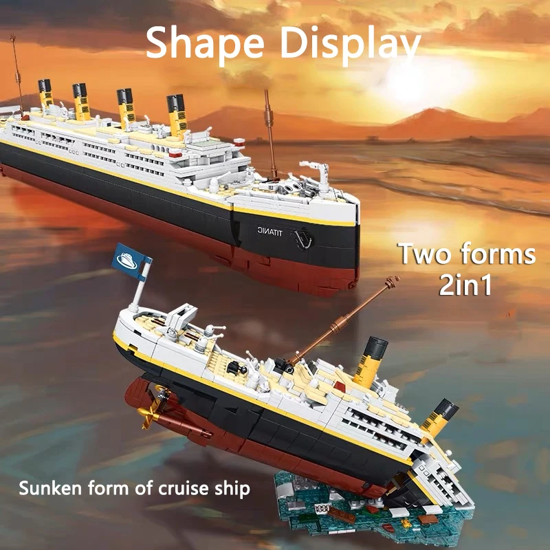 2022 pçs titanic 2in1 tijolos 3d plástico grande barco de cruzeiro modelo clássico filme blocos de construção tijolos diy brinquedos crianças