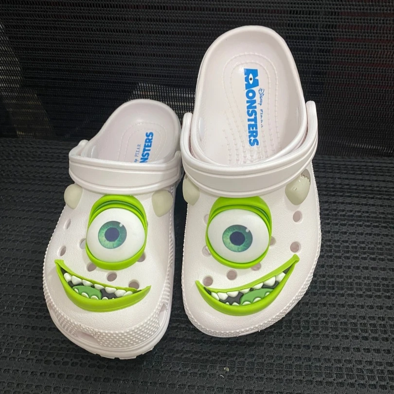 Zuecos estilo cocodrilo Sandalias deslizantes Disney Mike Monsters University Zapatos de playa transpirables antideslizantes blancos Zapatillas casuales al aire libre
