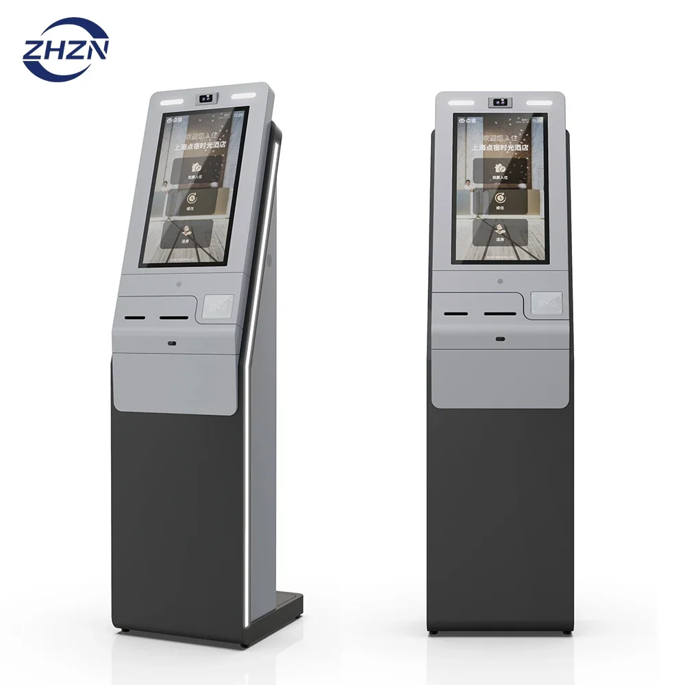 Hotel Key Card Dispenser Passport Scanner ID Card Reader Information Self Service Check in And Out Kiosk Manufacture