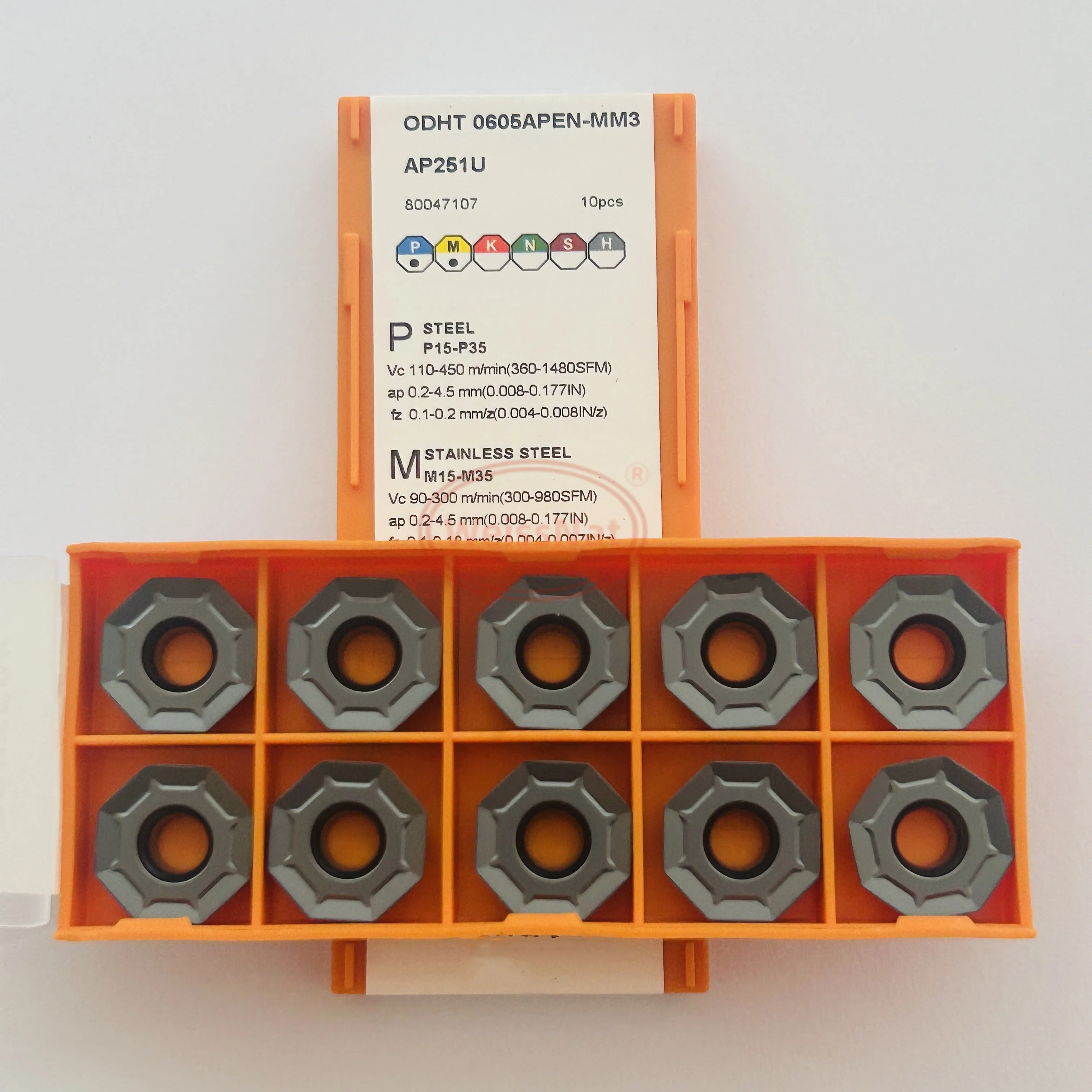 ODHT0605APEN ODMT060508EN ODMT060512EN-MM3 AP301U arbide Inserir ODHT Inserções