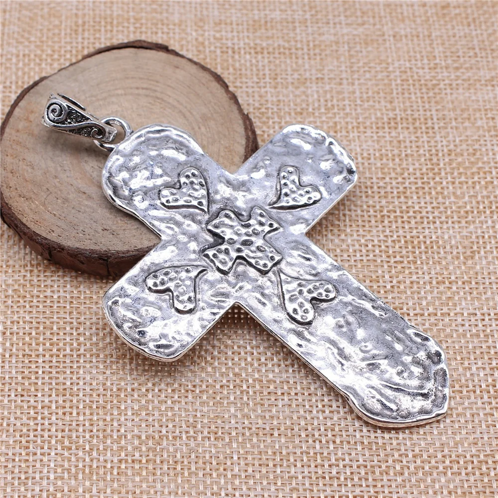 

10pcs 94x65mm Antique Silver Color Big Cross Pendant Charms Wholesale Large Cross Charm Big Cross Charm