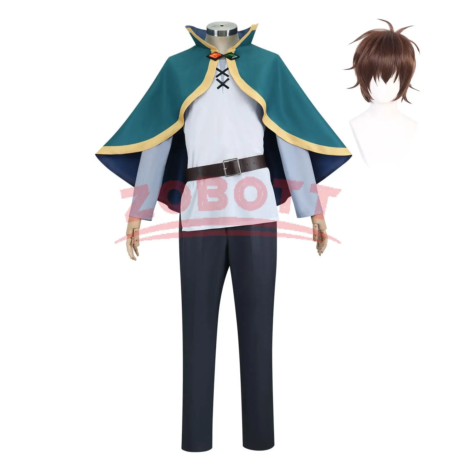

Kono Subarashii Sekai Ni Shukufuku Satou Kazuma KonoSuba Kazuma Cosplay Costume Wig Kazuma Satou Full Set