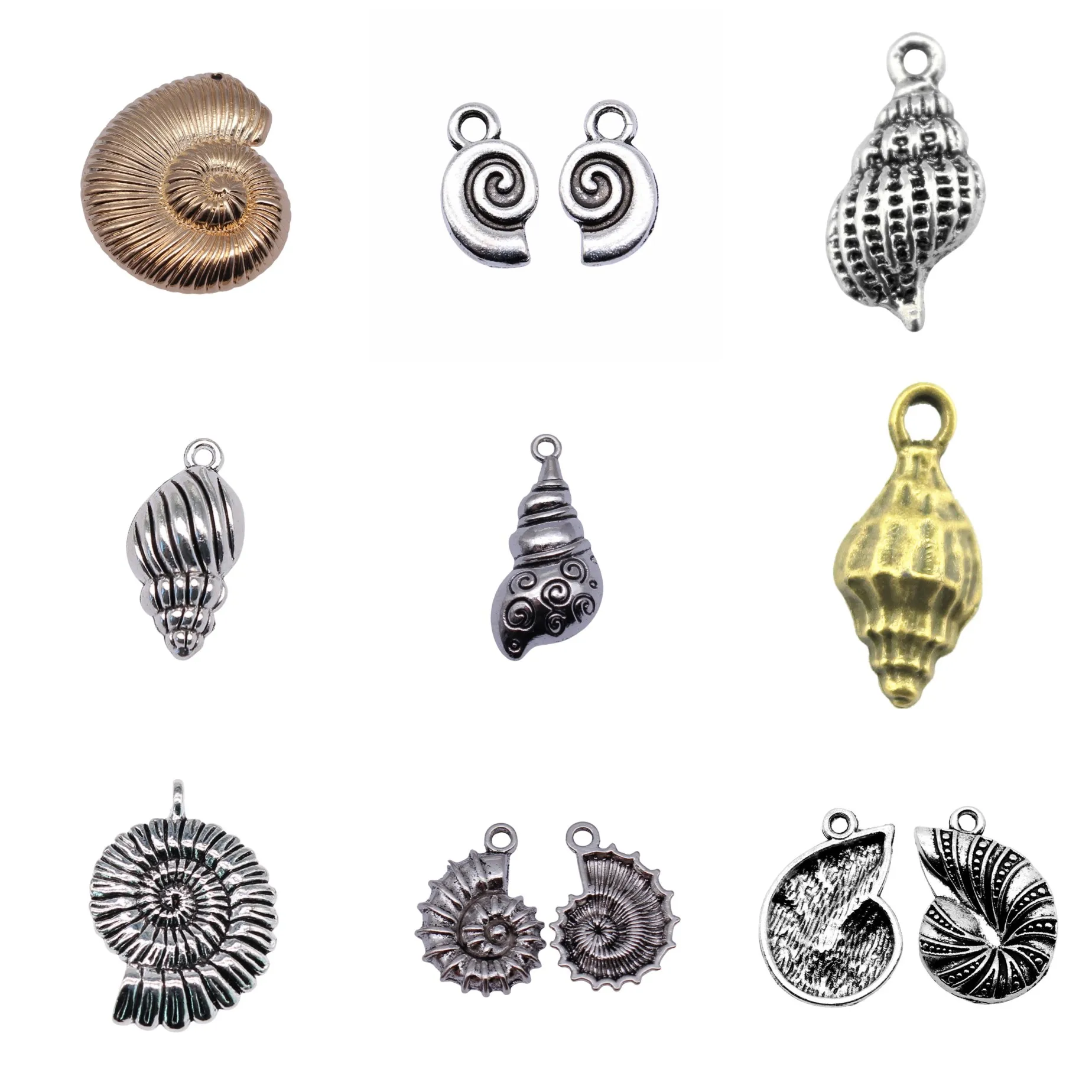 Antique Silver Color Conch Seashell Charms Pendant Beach Bohemian Charm For Necklace Bracelet Earring DIY Jewelry Findings