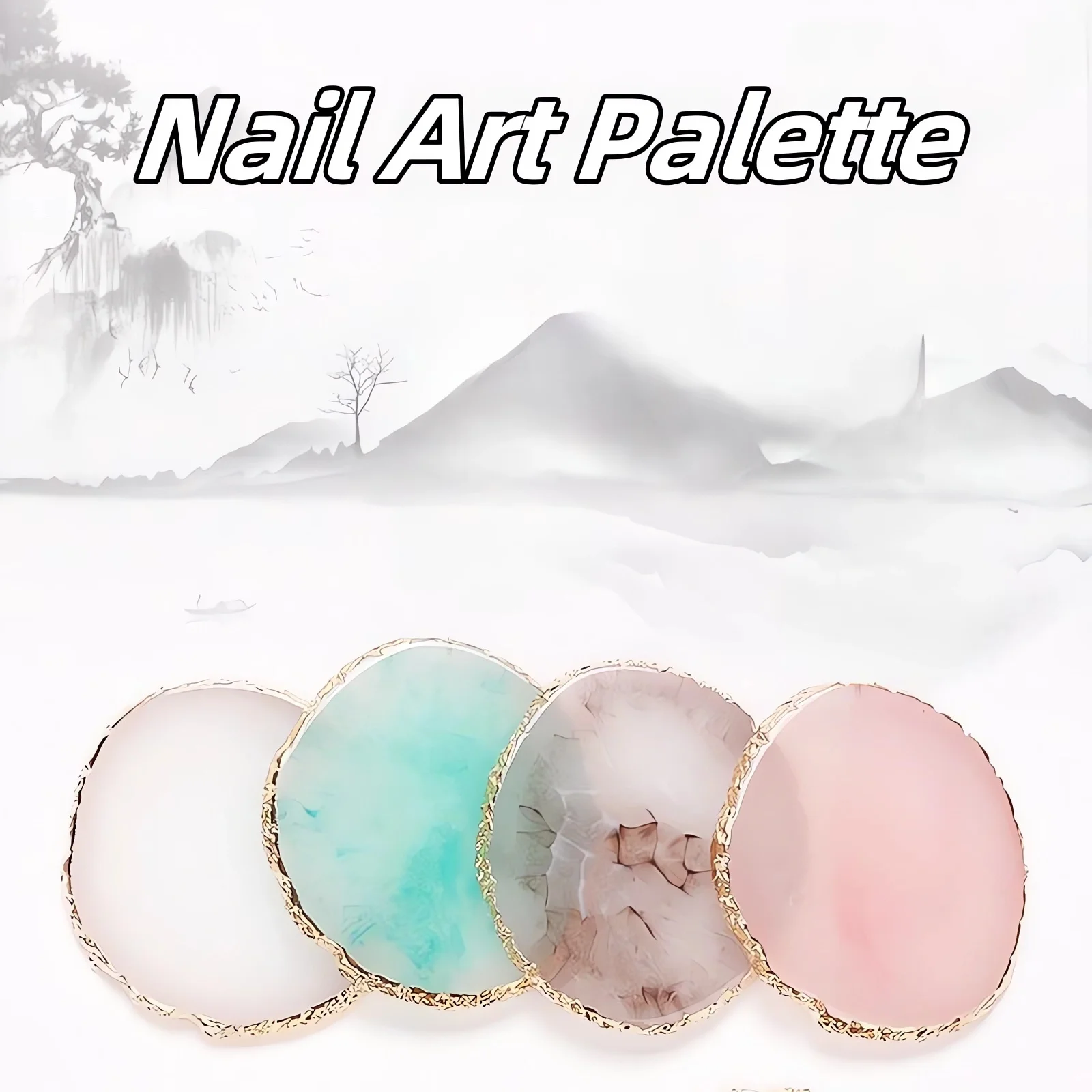 Palette de Faux Ongles en Résine d'Agate Ronde, Présentoir de Verhéritage Gel, Outil de Manucure