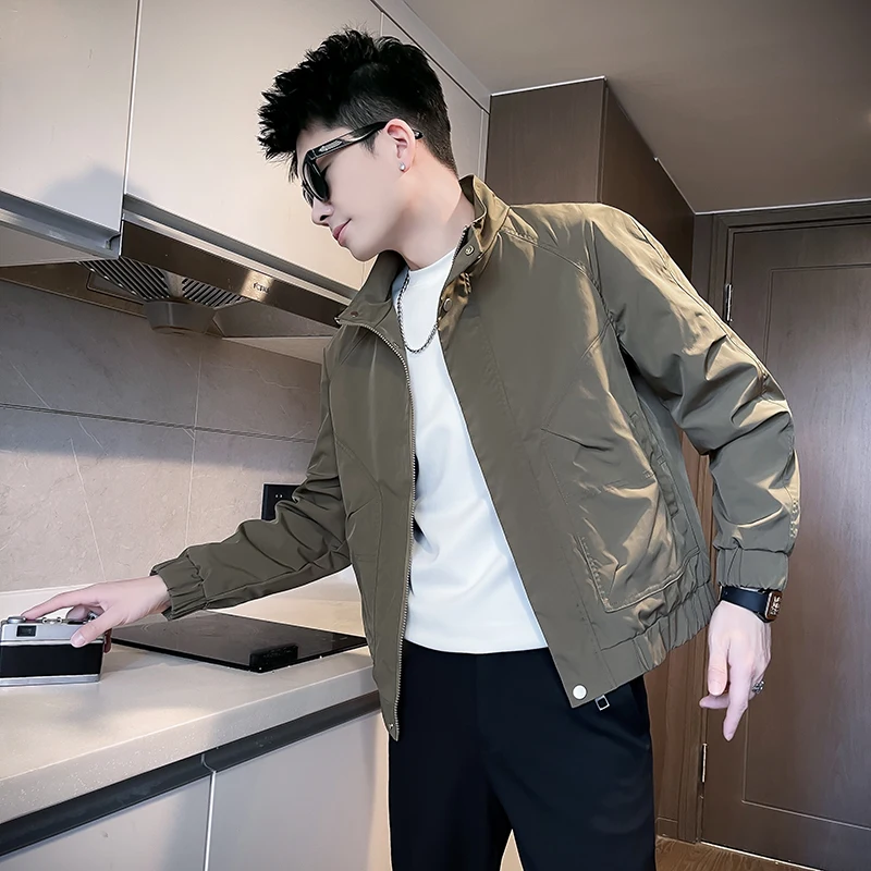 

Мужская приталенная куртка Slim Fit для молодежи, размеры XS-SL, весна-осень, новая модель, повседневная, из полиэстера