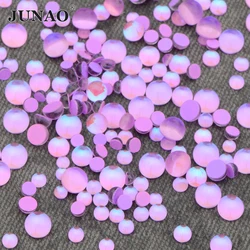 JUNAO 1440pcs Mix Size Purple AB Round Mermaid Rhinestones Flatback Glass Strass Nail Art Crystal Stones Non Hotfix Strass