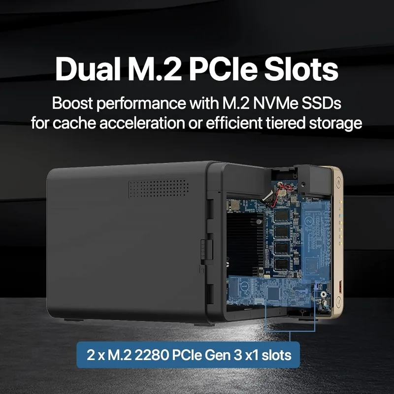 home.TS-464-8G-US 4-bay krachtige desktop M.2 PCIe-slots en dubbele 2,5 GbE (2,5G/1G/100M) netwerkconnectiviteit (schijfloos)