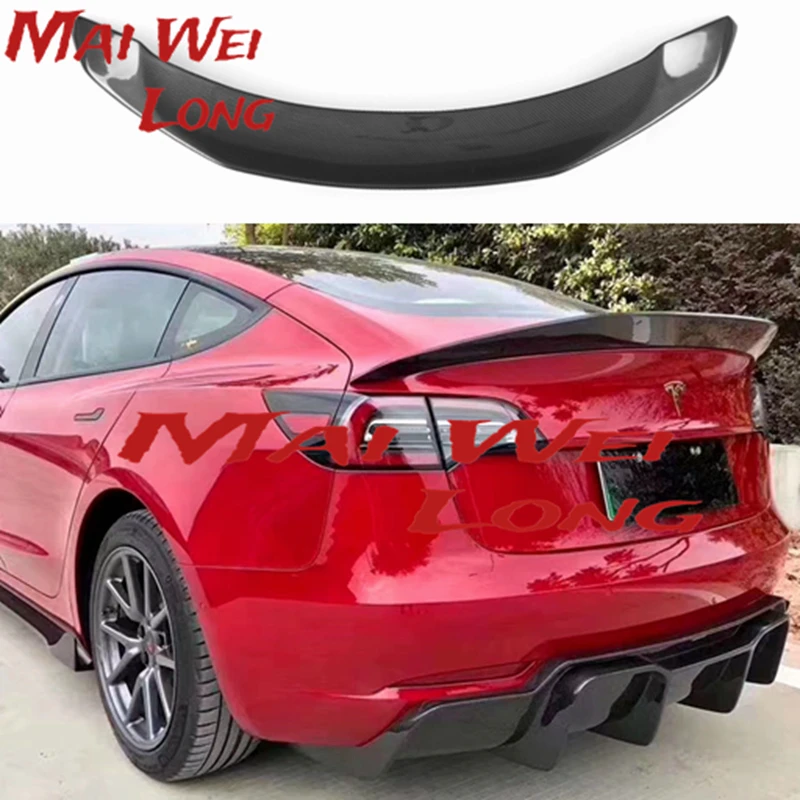 V Style Rear Spoiler Tail Lip Bar For Tesla Model 3 2017-21 Forged Carbon Fiber Rs-lkt042