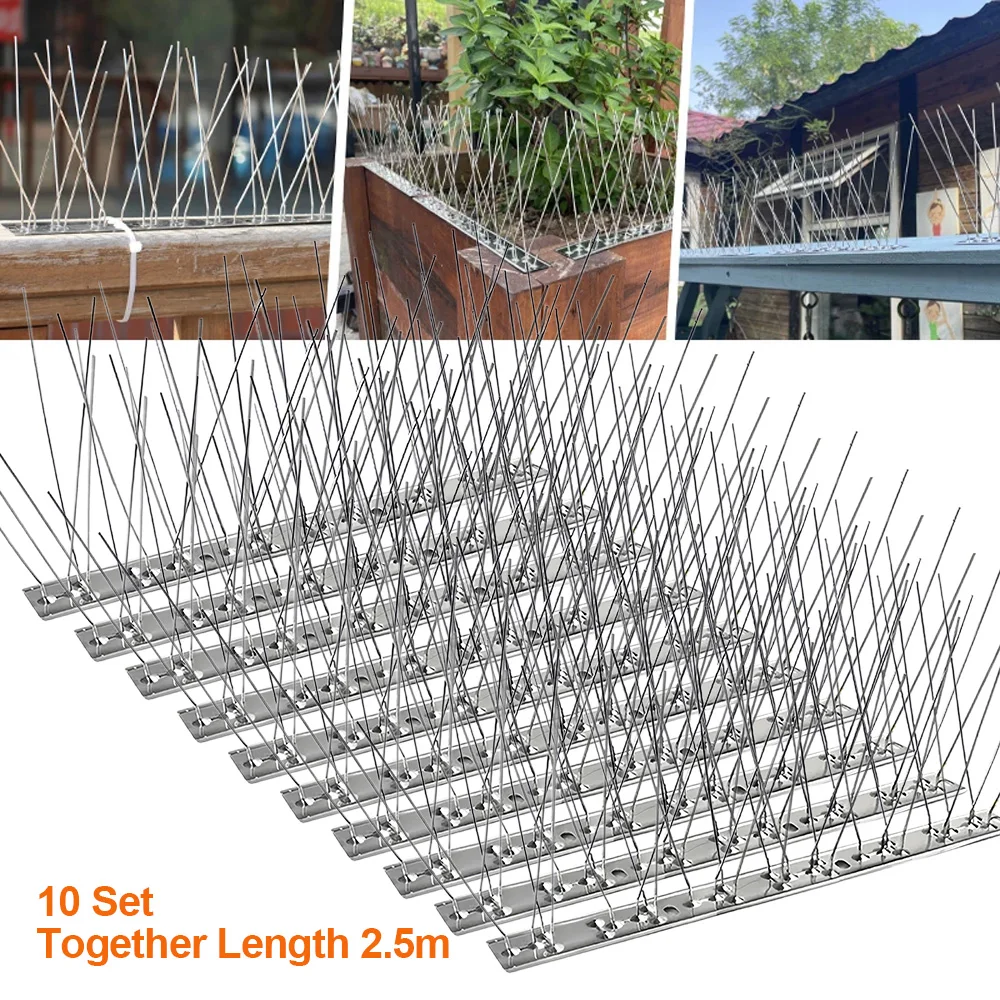 304 Stainless Steel Bird Spikes for Outside, Durable Pigeon Spikes Fence Kit to Keep Small Birds, Crows and Woodpeckers Away