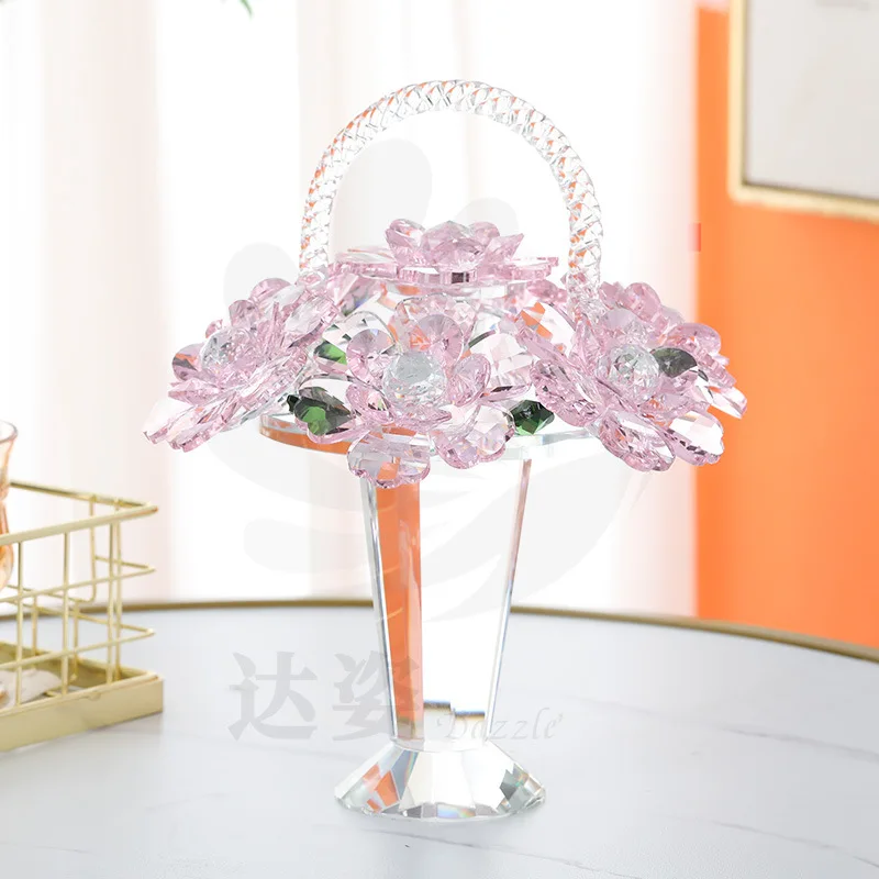 Crystal flower basket living room bedroom dining table lattice cabinet TV cabinet beautiful woman office decoration innovative o