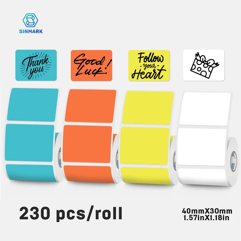 

Colorful Label Thermal Paper Sticker For SINMARK Portable Printer P15 Waterproof Self-Adhesive Label Paper