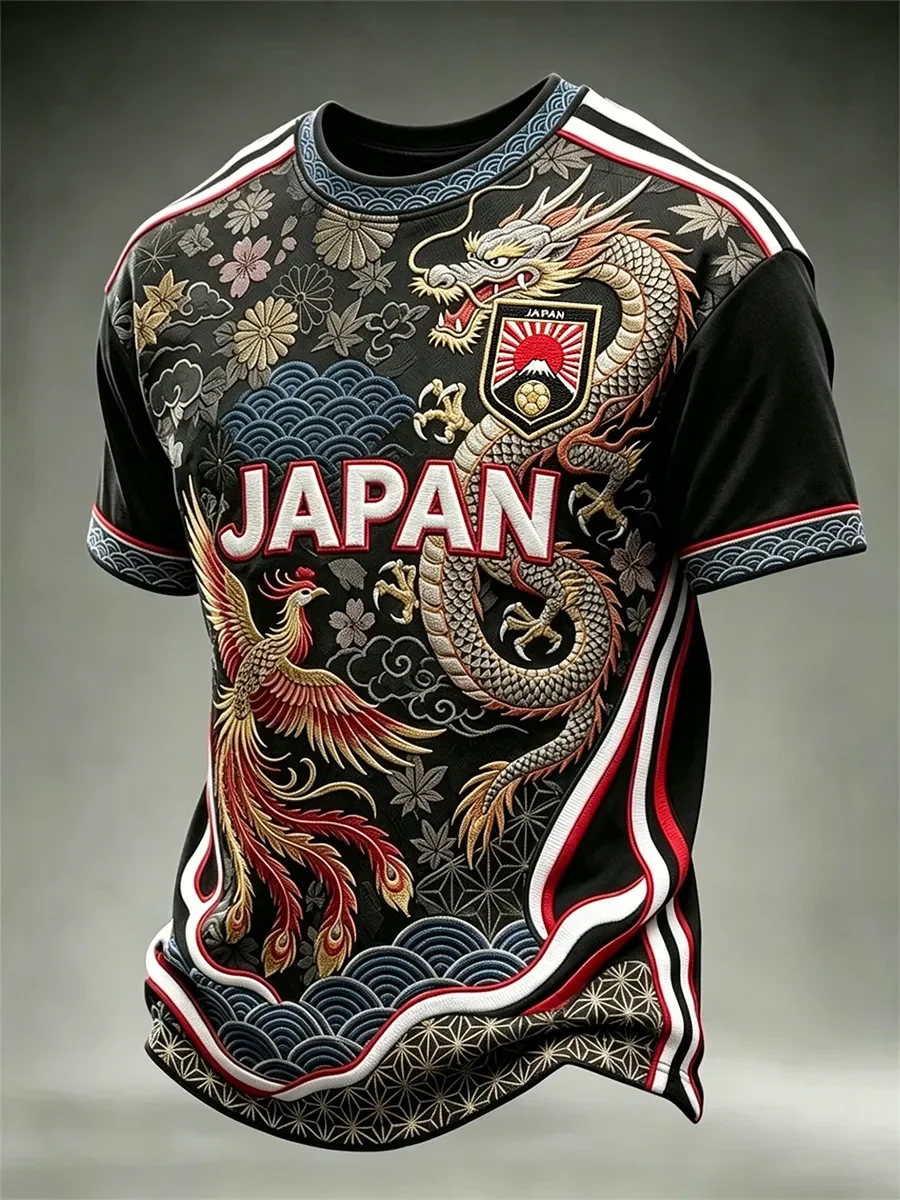 Camiseta de Treino de Futebol para Fãs Japoneses Edição 2026 - Impressão Digital 3D - Confortável e Respirável - Roupa Familiar