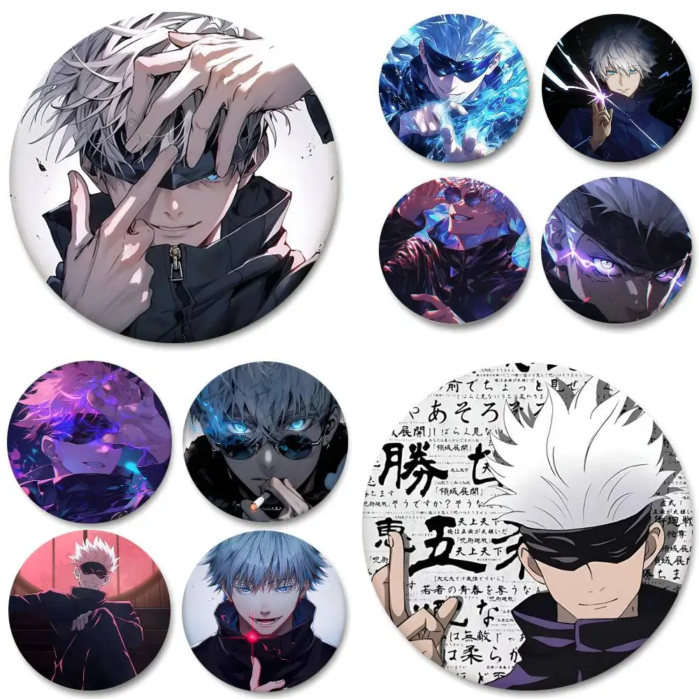 Anime Jujutsu Kaisen Gojou Satoru Round Badge Creative Brooch Clothing Backpack Accessories Lapel Pin