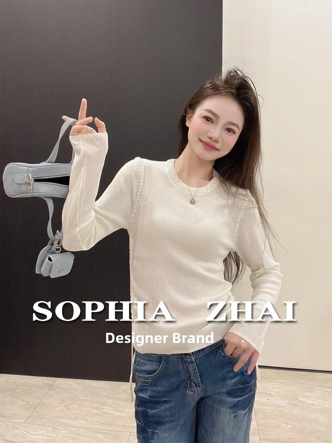 

Bling Women's Camere Knitwear round Ne Base Layer irt Diamond Embellied Sweater Korean Sle Commute Faion Soft Fit